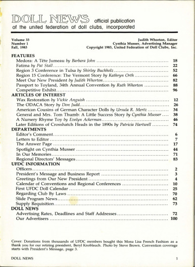 Fall 1983 Table of Contents