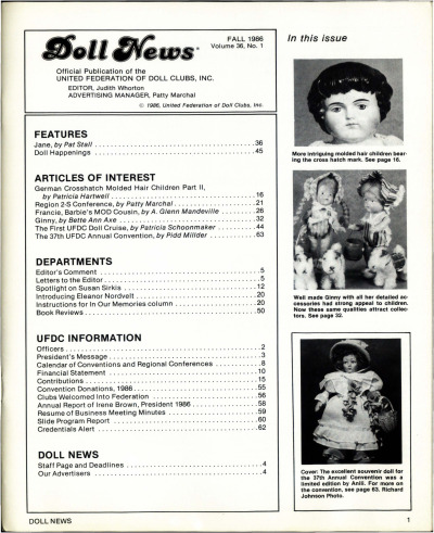 Fall 1986 Table of Contents