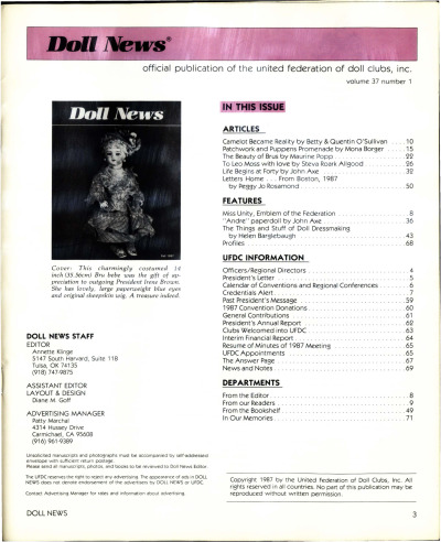 Fall 1987 Table of Contents