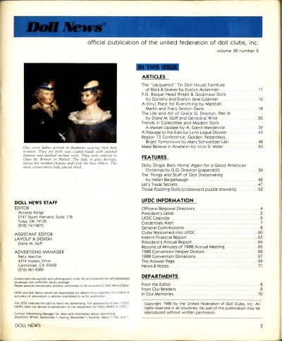 Fall 1988 Table of Contents