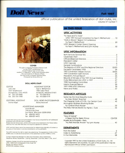 Fall 1997 Table of Contents