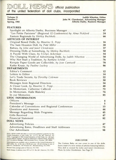 Spring 1982 Table of Contents