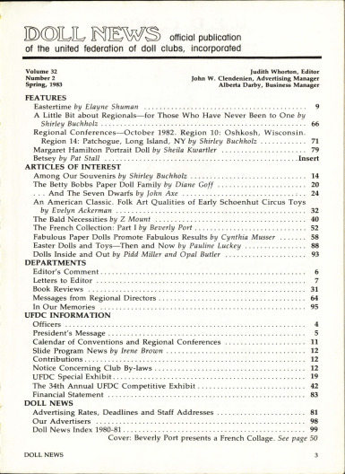 Spring 1983 Table of Contents
