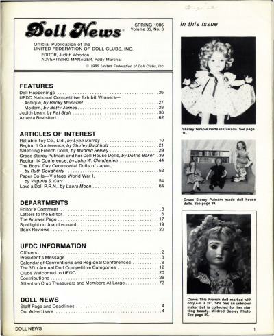 Spring 1986 Table of Contents