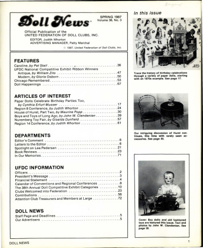 Spring 1987 Table of Contents