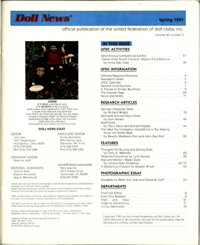 Spring 1991 Table of Contents
