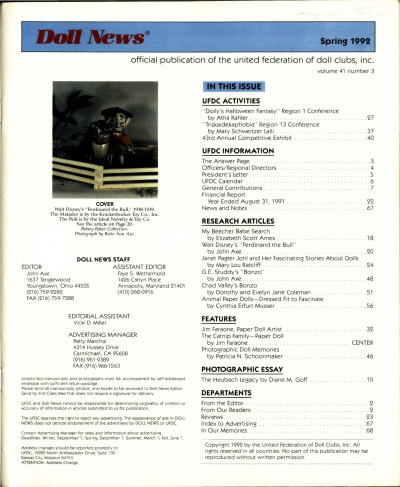 Spring 1992 Table of Contents