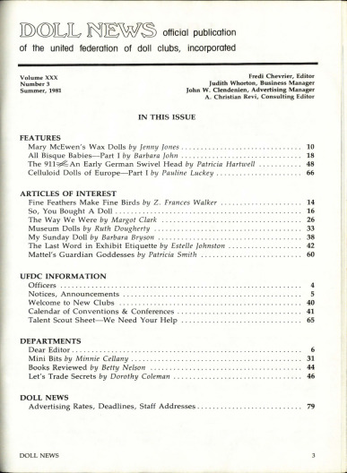 Summer 1981 Table of Contents
