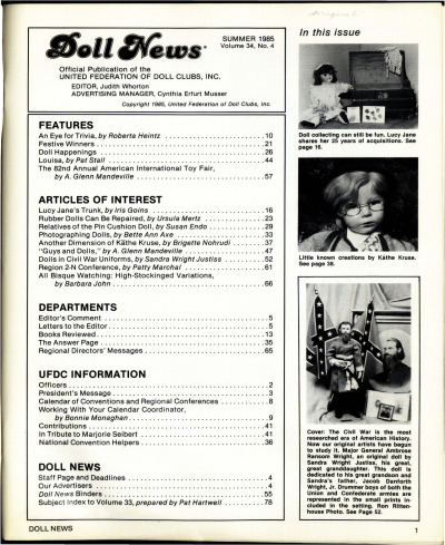 Summer 1985 Table of Contents