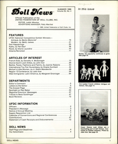 Summer 1986 Table of Contents