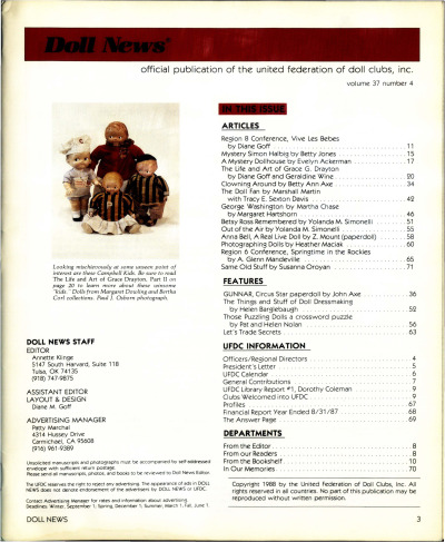 Summer 1988 Table of Contents