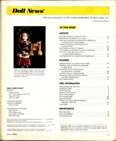 Summer 1989 Table of Contents