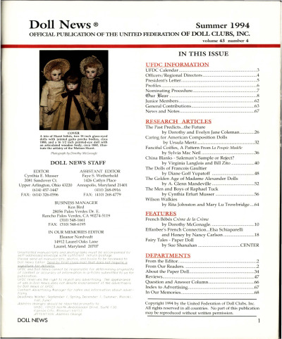 Summer 1994 Table of Contents