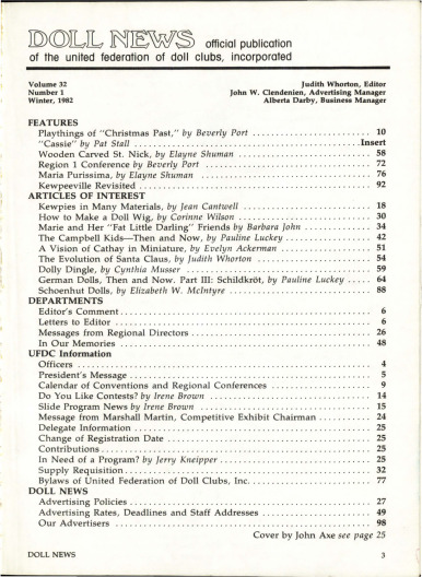 Winter 1982 Table of Contents