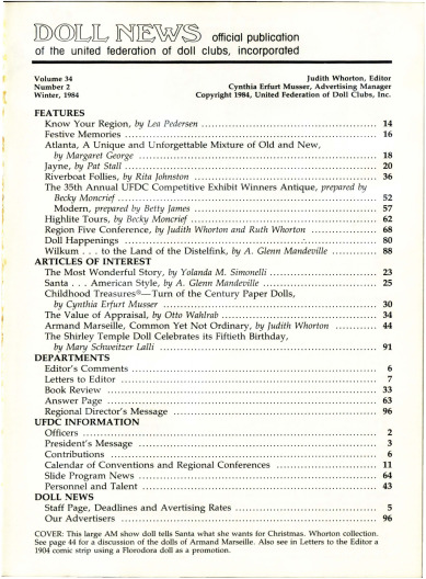 Winter 1985 Table of Contents
