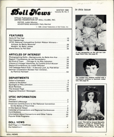 Winter 1986 Table of Contents
