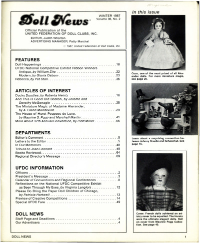 Winter 1987 Table of Contents