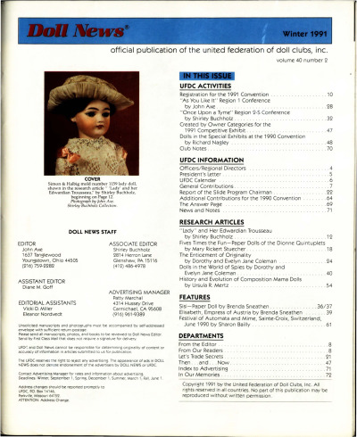 Winter 1991 Table of Contents