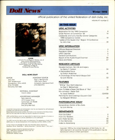 Winter 1992 Table of Contents