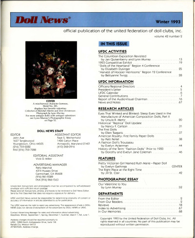 Winter 1993 Table of Contents