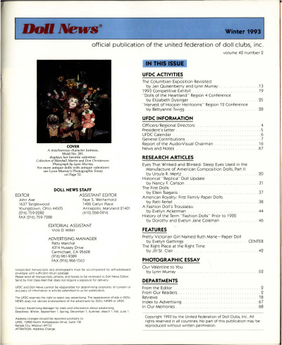 Winter 1993 Table of Contents