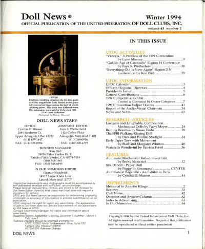 Winter 1994 Table of Contents